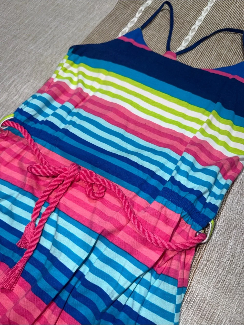 The Children's Place NWT Striped Tank Maxi Dress - Pink, Navy, Aqua, Lime